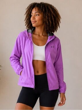 Under Armour Women's Lilac Hooded Windbreaker Jacket